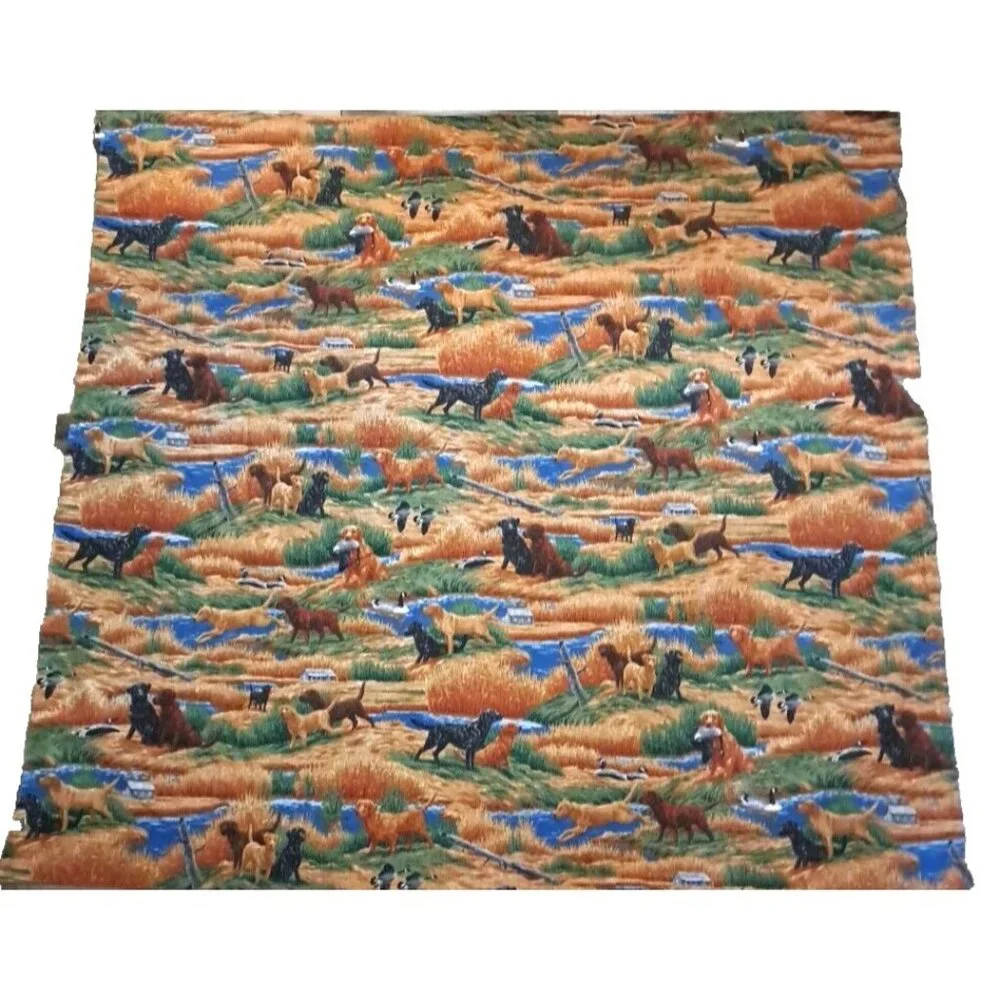 Bird Dog Hunting Curtain Panel Golden Retriever Lab Fall Cabin Lodge 40x42